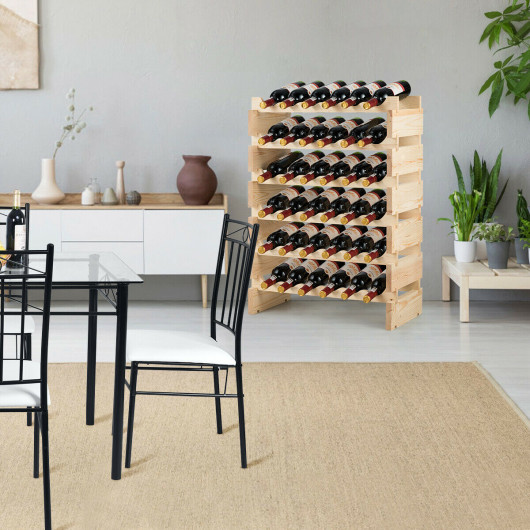 Stackable Wooden Wine Rack for 36 Bottles Wobble-Free Design 2 Stackable Wooden Wine Rack for 36 Bottles Wobble-Free Design - Image 2