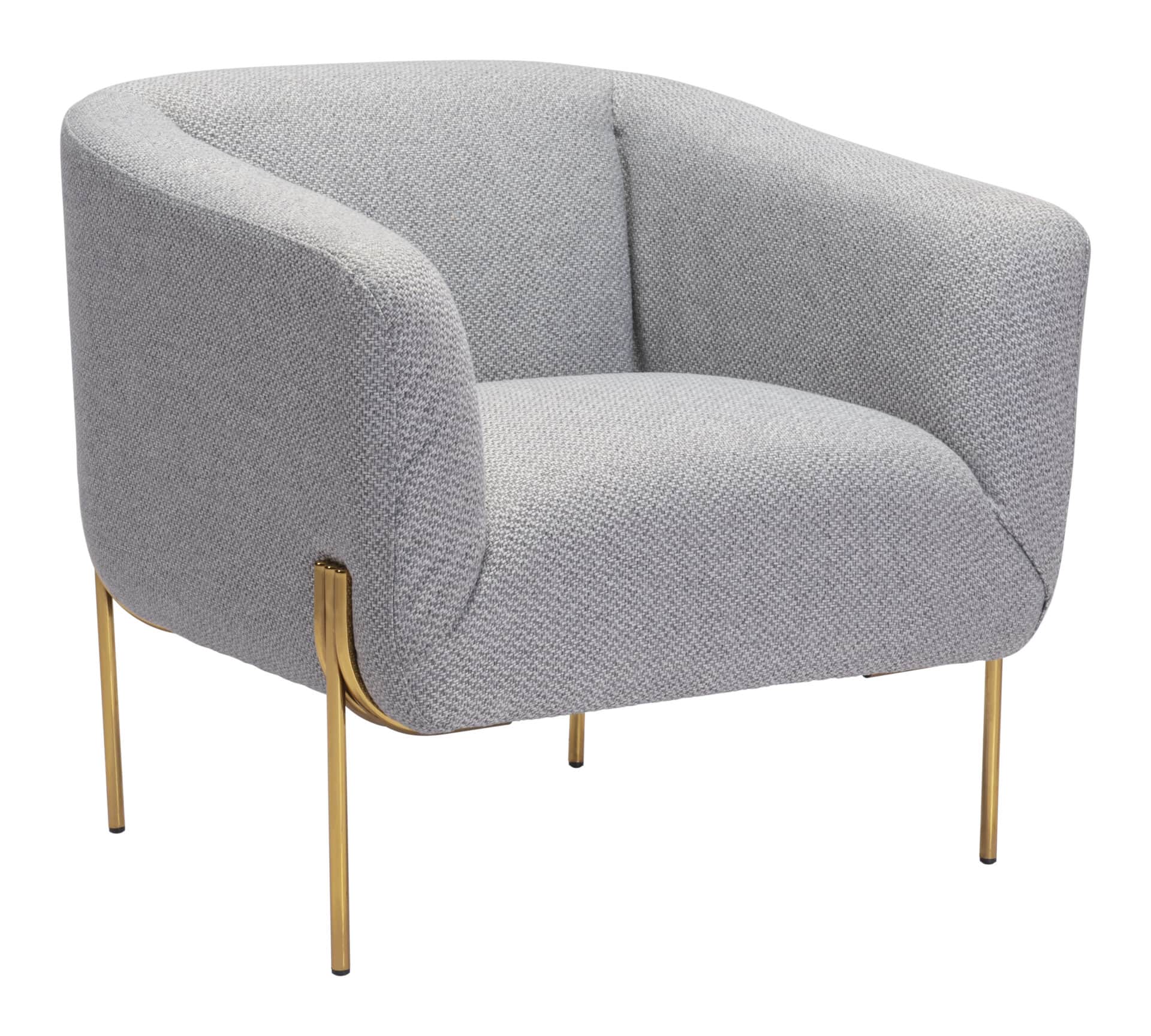 Modern Gray Lounge Chair with Gold Frame 2 Modern Gray Lounge Chair with Gold Frame - Image 2