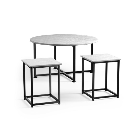 Modern Faux Marble Coffee Table and Side Tables with Steel Base (Set of 3) 3 Modern Faux Marble Coffee Table and Side Tables with Steel Base (Set of 3) - Image 3