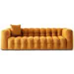 Orange Boucle Tufted Chesterfield Sofa with Removable Legs