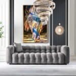 Grey Boucle Tufted Chesterfield Sofa with Removable Legs