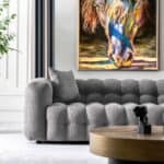Grey Boucle Tufted Chesterfield Sofa with Removable Legs