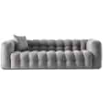 Grey Boucle Tufted Chesterfield Sofa with Removable Legs