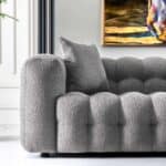 Grey Boucle Tufted Chesterfield Sofa with Removable Legs