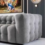 Grey Boucle Tufted Chesterfield Sofa with Removable Legs