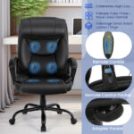 Ergonomic Massage Office Chair with 6-Point Vibration - Black