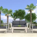 Modern Outdoor Armchair with Aluminum Frame and Gray Cushions