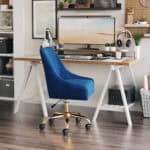 Navy Blue Velvet Office Chair with Gold Base and Adjustable Height 12 Navy Blue Velvet Office Chair with Gold Base and Adjustable Height
