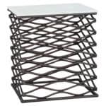 Modern Square Marble Side Table with Steel Frame, White Finish 8 Modern Square Marble Side Table with Steel Frame, White Finish