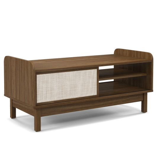 Mid-Century Walnut Coffee Table with Sliding Doors and Storage 3 Mid-Century Walnut Coffee Table with Sliding Doors and Storage - Image 3