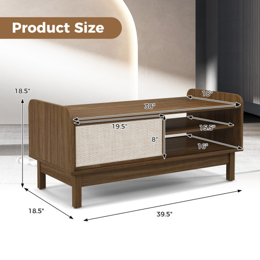 Mid-Century Walnut Coffee Table with Sliding Doors and Storage 5 Mid-Century Walnut Coffee Table with Sliding Doors and Storage - Image 5