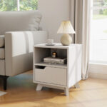 Mid Century Modern White Side Table with Drawer and Shelf 8 Mid Century Modern White Side Table with Drawer and Shelf
