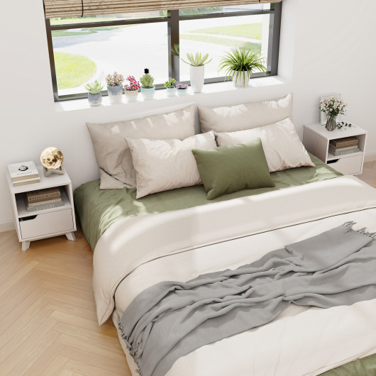 Mid Century Modern White Side Table with Drawer and Shelf 2 Mid Century Modern White Side Table with Drawer and Shelf - Image 2