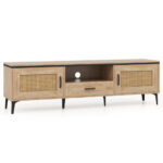Mid Century Modern Oak TV Stand with Cabinets and Drawer 11 Mid Century Modern Oak TV Stand with Cabinets and Drawer