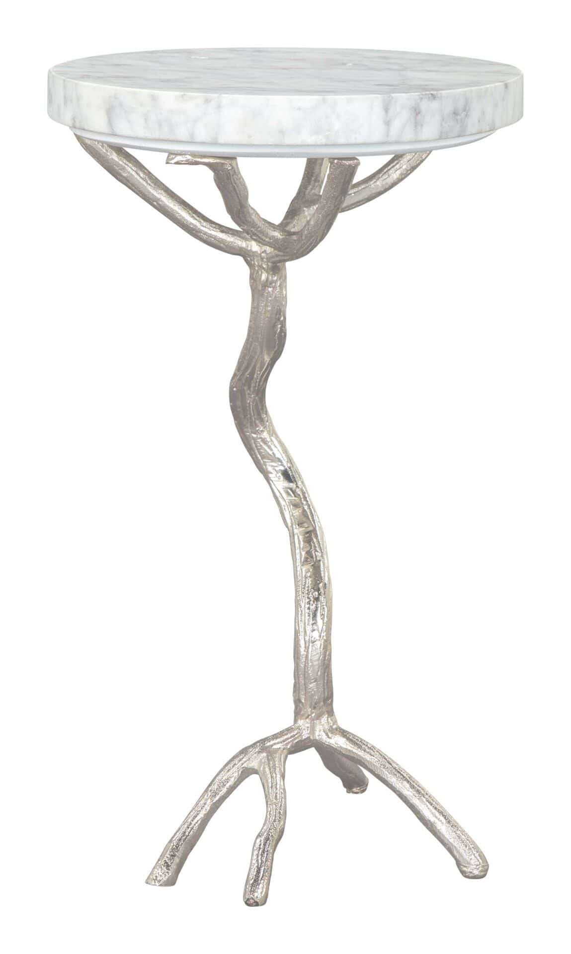 Modern White Marble Top Side Table with Silver Cast Frame 5 Modern White Marble Top Side Table with Silver Cast Frame - Image 5