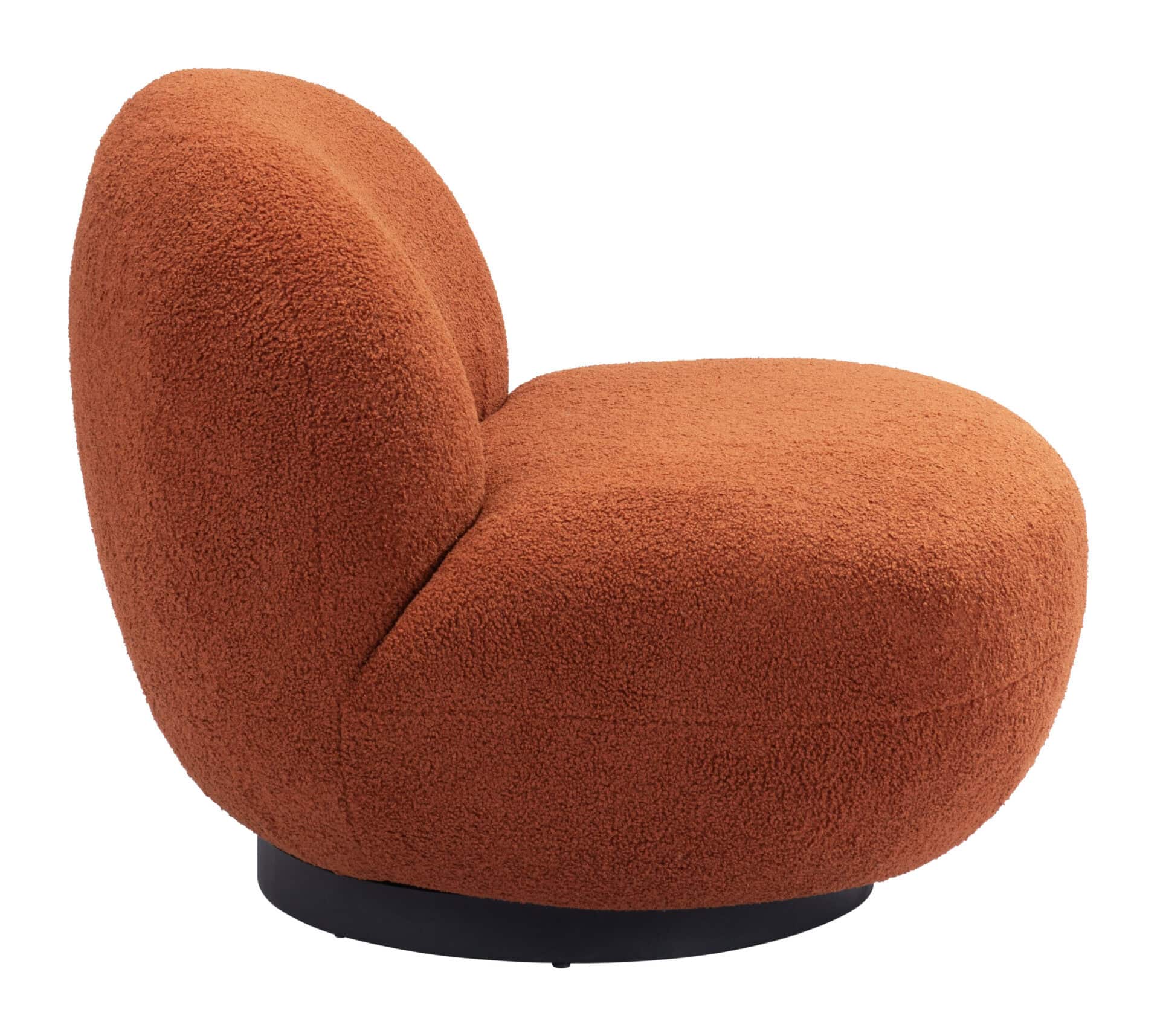 Burnt Orange Shearling Accent Chair with Modern Powder-Coated Legs 5 Burnt Orange Shearling Accent Chair with Modern Powder-Coated Legs - Image 5
