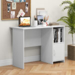 Modern White Computer Desk with Storage Cabinet and Open Shelf 8 Modern White Computer Desk with Storage Cabinet and Open Shelf