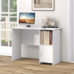 Modern White Computer Desk with Storage Cabinet and Open Shelf 9 Modern White Computer Desk with Storage Cabinet and Open Shelf