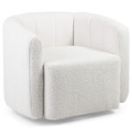 White Sherpa Upholstered Swivel Barrel Chair with Curved Backrest 10 White Sherpa Upholstered Swivel Barrel Chair with Curved Backrest