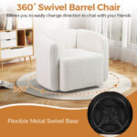 White Sherpa Upholstered Swivel Barrel Chair with Curved Backrest 13 White Sherpa Upholstered Swivel Barrel Chair with Curved Backrest