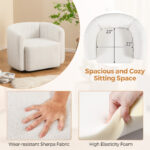 White Sherpa Upholstered Swivel Barrel Chair with Curved Backrest 14 White Sherpa Upholstered Swivel Barrel Chair with Curved Backrest