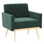 Velvet Accent Chair with Tufted Back and Golden Metal Legs 10 Velvet Accent Chair with Tufted Back and Golden Metal Legs