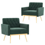 Velvet Accent Chair with Tufted Back and Golden Metal Legs 11 Velvet Accent Chair with Tufted Back and Golden Metal Legs