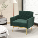 Velvet Accent Chair with Tufted Back and Golden Metal Legs 13 Velvet Accent Chair with Tufted Back and Golden Metal Legs