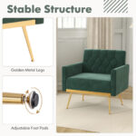 Velvet Accent Chair with Tufted Back and Golden Metal Legs 14 Velvet Accent Chair with Tufted Back and Golden Metal Legs