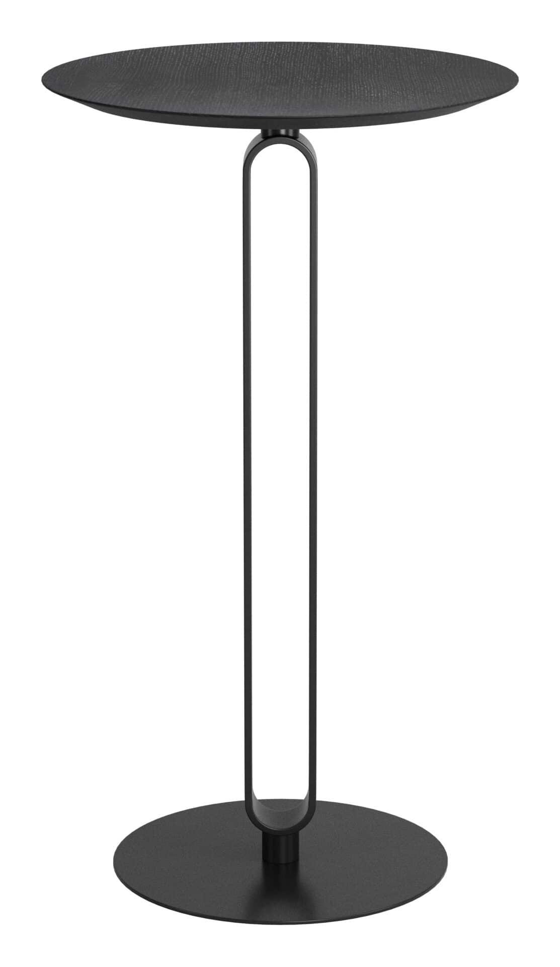 Black Round Bar Table with Steel Frame and Wood Veneer Top 3 Black Round Bar Table with Steel Frame and Wood Veneer Top - Image 3