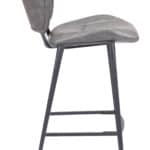 Vintage Gray Faux Leather Barstool with Tufted Seat and Steel Frame