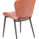 Vintage Brown Faux Leather Dining Chairs with Steel Frame (Set of 2)