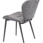 Vintage Gray Tufted Faux Leather Dining Chairs with Steel Frame (Set of 2)
