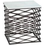 Modern Square Marble Side Table with Steel Frame, White Finish 6 Modern Square Marble Side Table with Steel Frame, White Finish