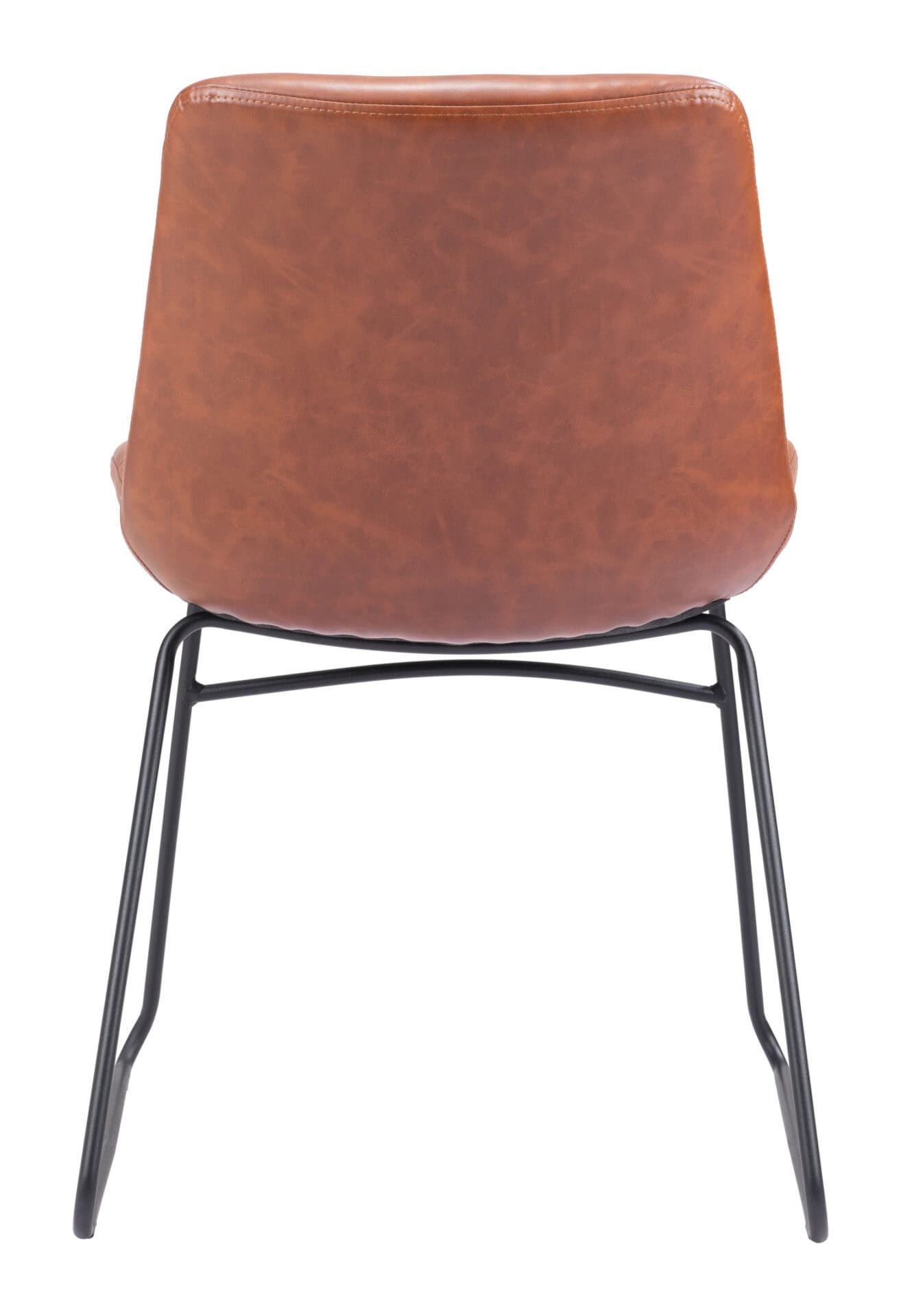 Vintage Brown Faux Leather Dining Chair with Steel Frame (Set of 2) 6 Vintage Brown Faux Leather Dining Chair with Steel Frame (Set of 2) - Image 6