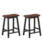 24 Inch Backless Wooden Bar Stools with Footrests (Set of 2)
