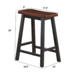 24 Inch Backless Wooden Bar Stools with Footrests (Set of 2)