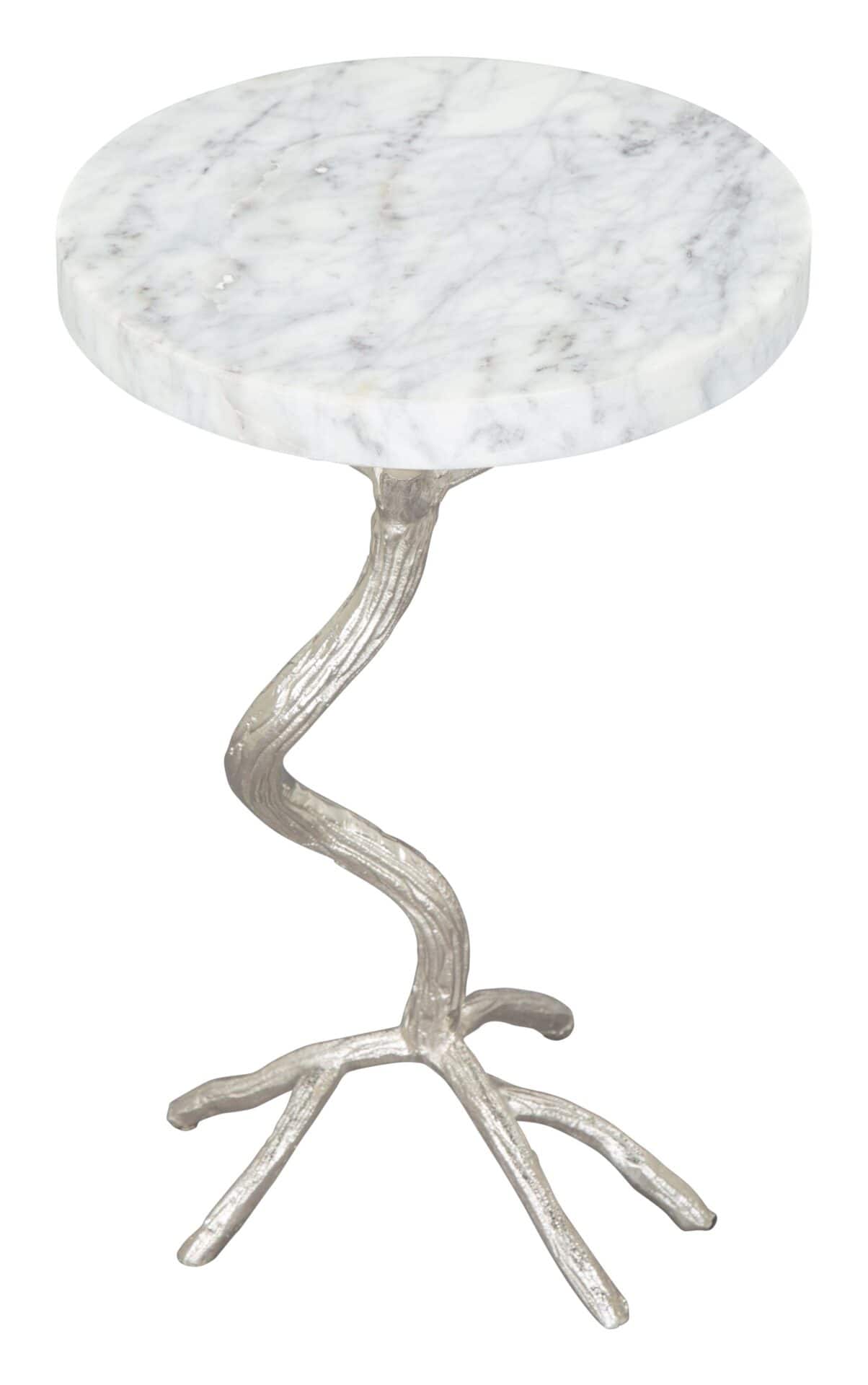 Modern White Marble Top Side Table with Silver Cast Frame 4 Modern White Marble Top Side Table with Silver Cast Frame - Image 4