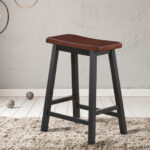 24 Inch Backless Wooden Bar Stools with Footrests (Set of 2)