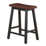 24 Inch Backless Wooden Bar Stools with Footrests (Set of 2)