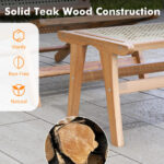 Teak Wood Foot Rest with Handwoven Rattan Surface 13 Teak Wood Foot Rest with Handwoven Rattan Surface