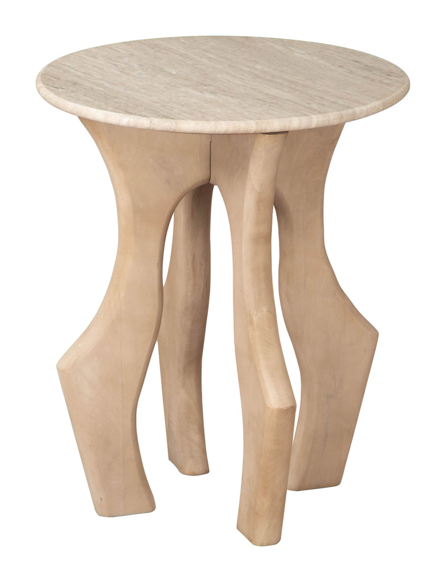 Modern White & Natural Marble Mango Wood Side Table 1 Modern White & Natural Marble Mango Wood Side Table