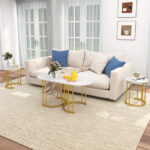 Faux Marble Nesting Coffee Table Set with Gold Frame (Set of 3)