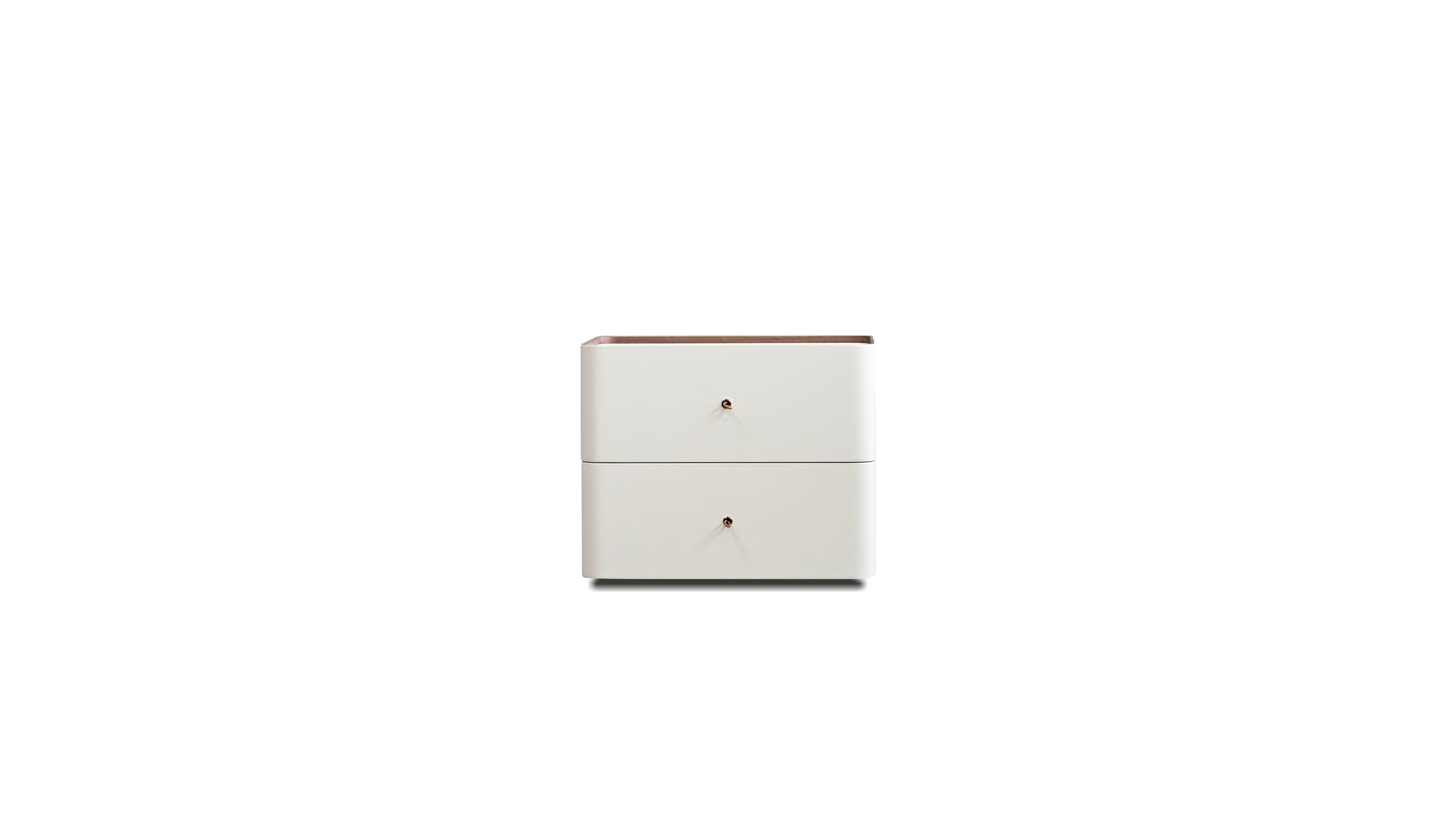 sumu cream leather 2-drawer soft-closing side table