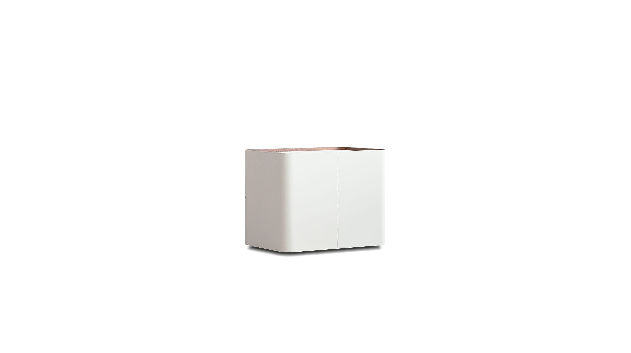 sumu cream leather 2-drawer soft-closing side table
