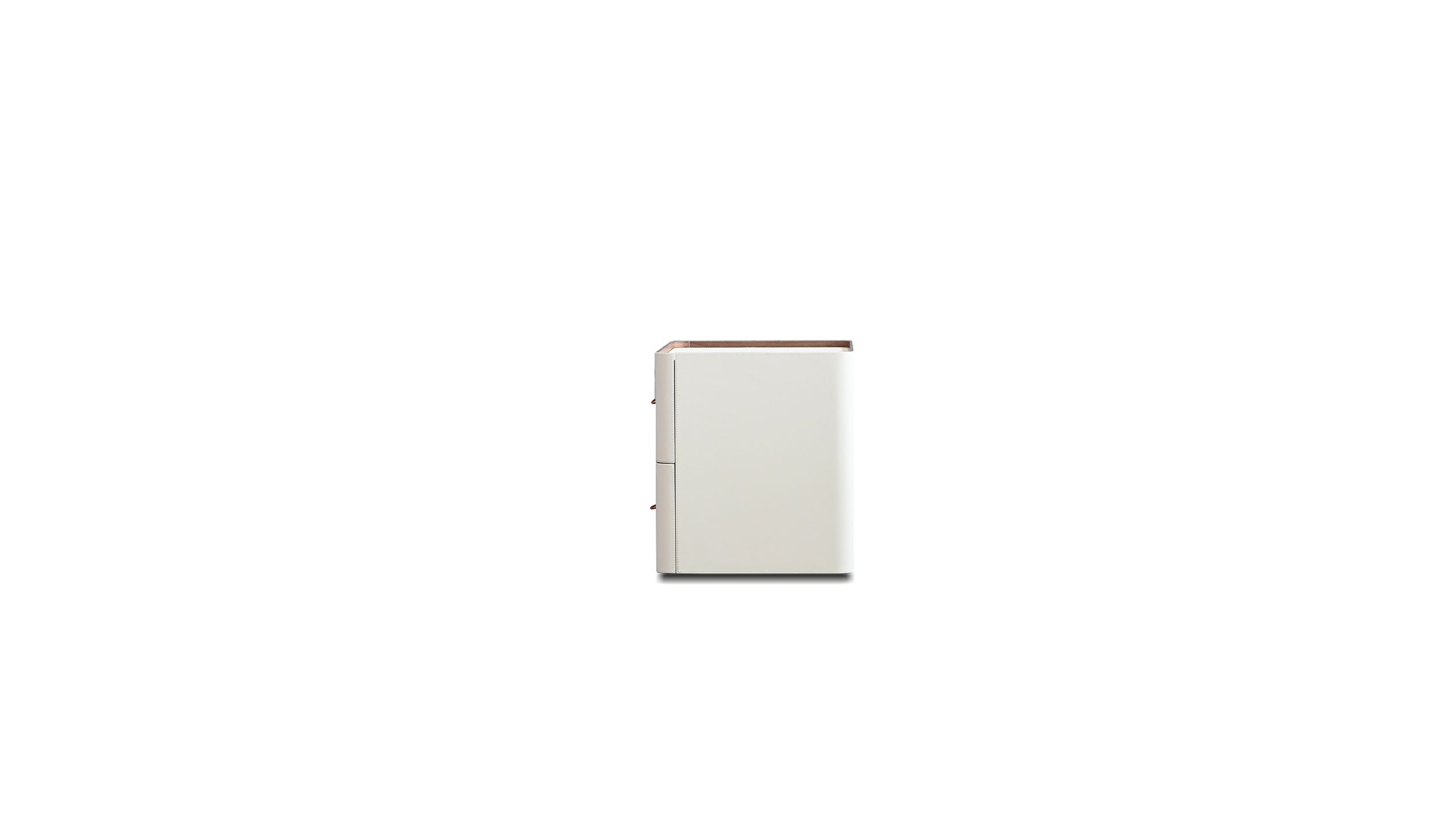 sumu cream leather 2-drawer soft-closing side table