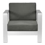 Modern Outdoor Armchair with Aluminum Frame and Gray Cushions
