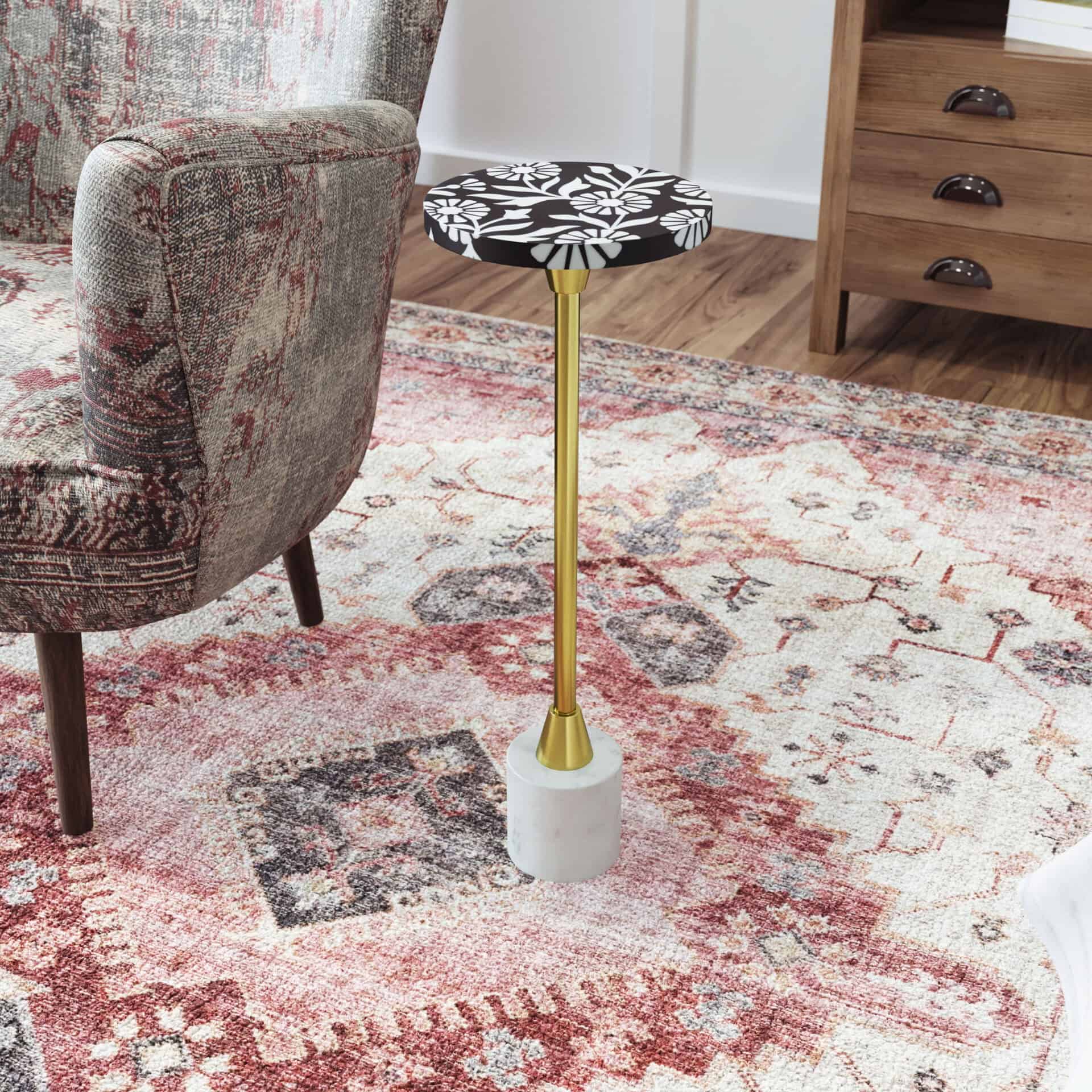 Modern Glam Side Table with Resin Top and Marble Base 1 Modern Glam Side Table with Resin Top and Marble Base