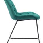 Velvet Tufted Dining Chair with Steel Frame in Green (Set of 2)