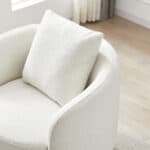 Cream Boucle Mid-Century Modern Accent Armchair for Living Room